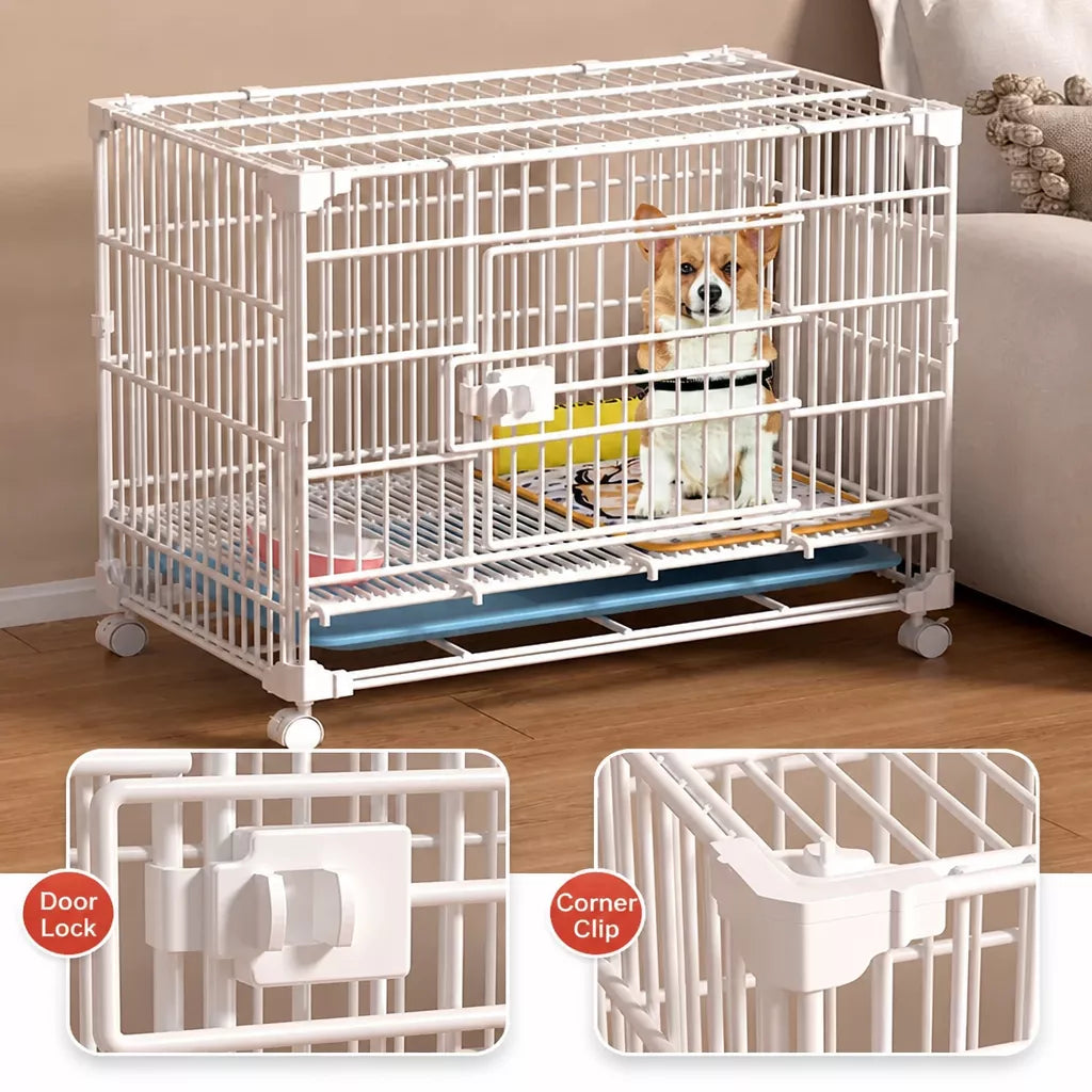Indoor Stackable Resin Pet Crate with Potty Area