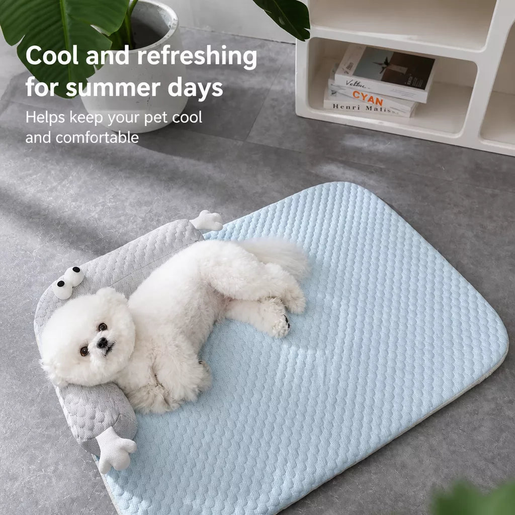 Washable Faux Cotton-Linen Pet Bed Mat for Dogs & Cats