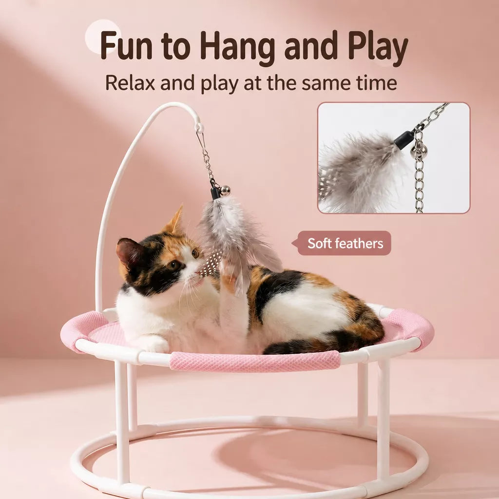 Round Elevated Pet Bed with Breathable Hammock-Style Surface