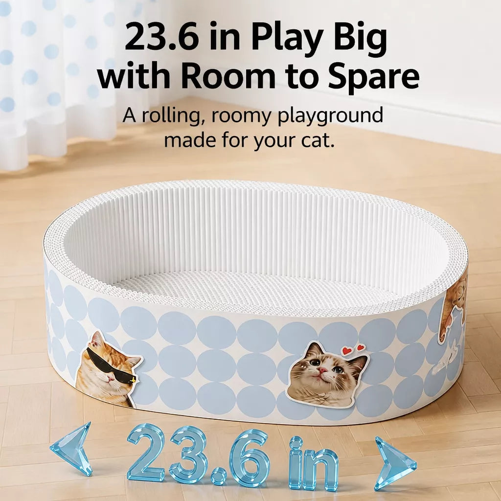 Deep Oval Cardboard Cat Scratcher Bed