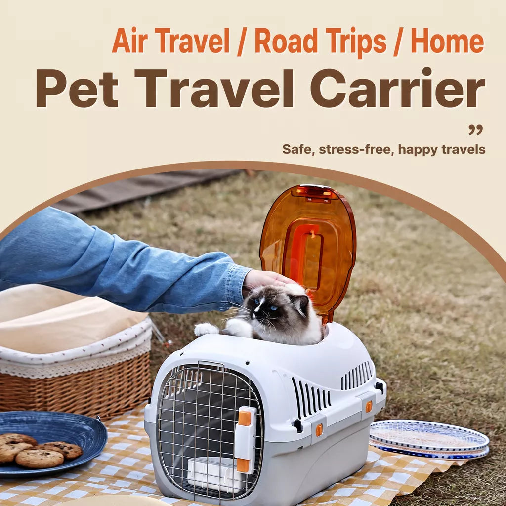 Portable Ventilated Plastic Pet Carrier for Small Dogs and Cats