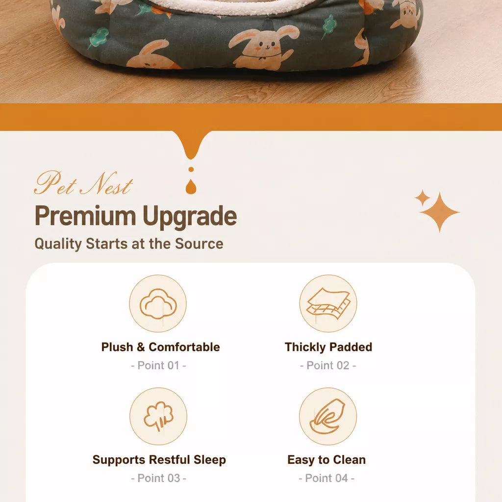 Semi-Enclosed Plush Sofa-Style Pet Bed for Cats and Small Dogs