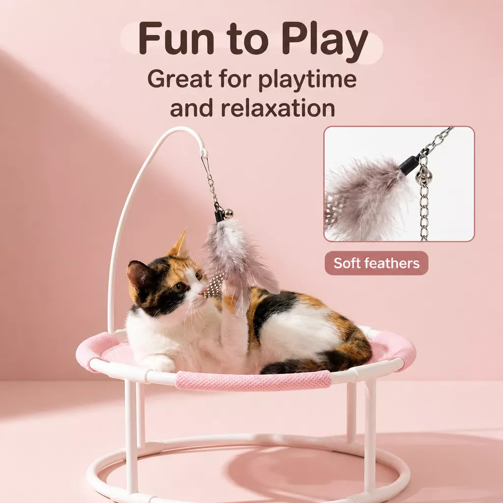 Elevated Round Cat Bed with Breathable Nylon Surface