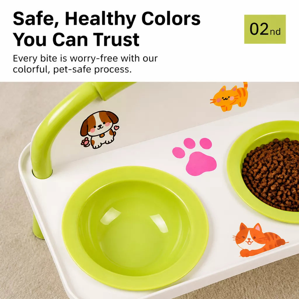 Elevated Ceramic Double Bowl Set for Cats & Dogs