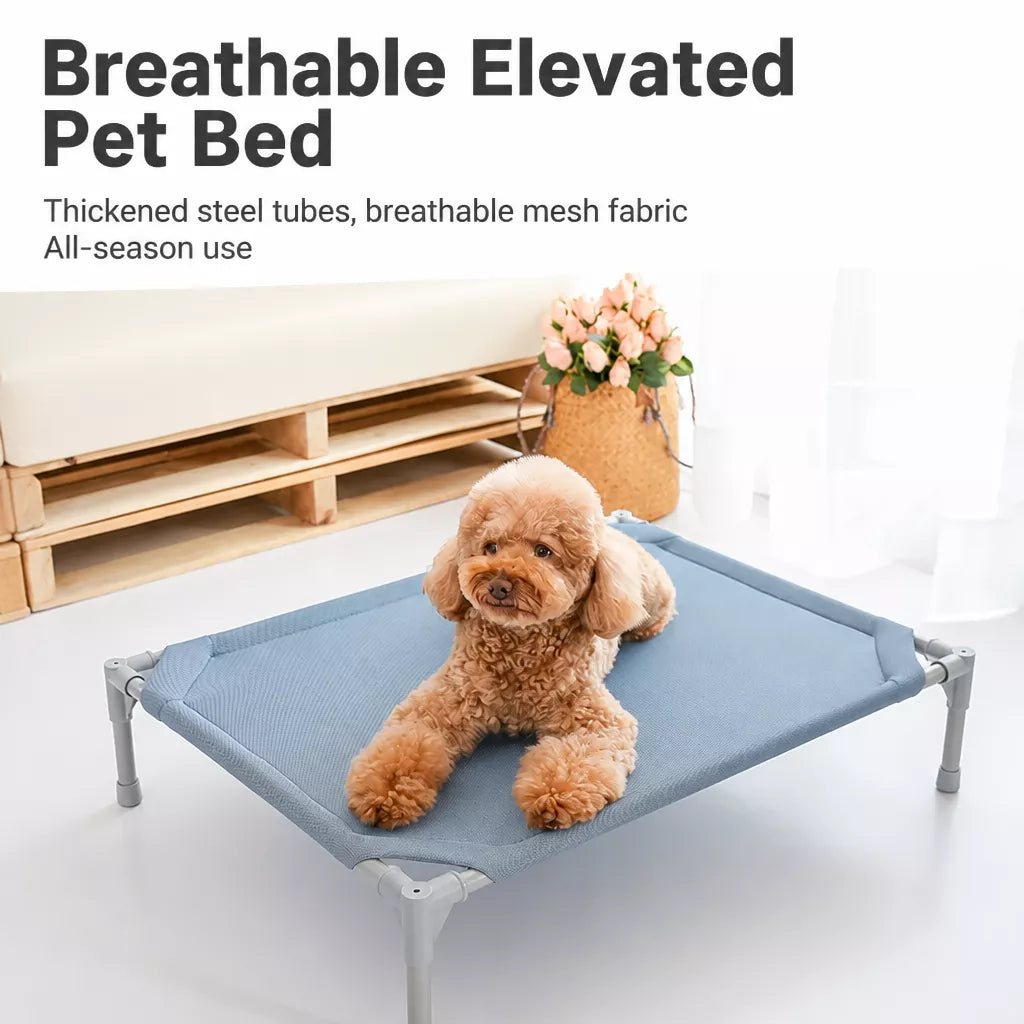 Elevated Dog Bed with Steel Frame and Breathable Fabric