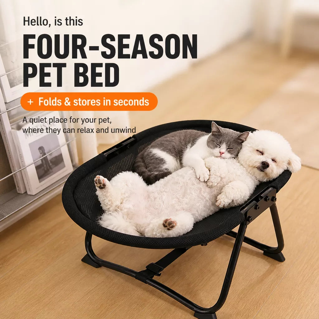 Foldable Elevated Pet Cot for Cats & Dogs