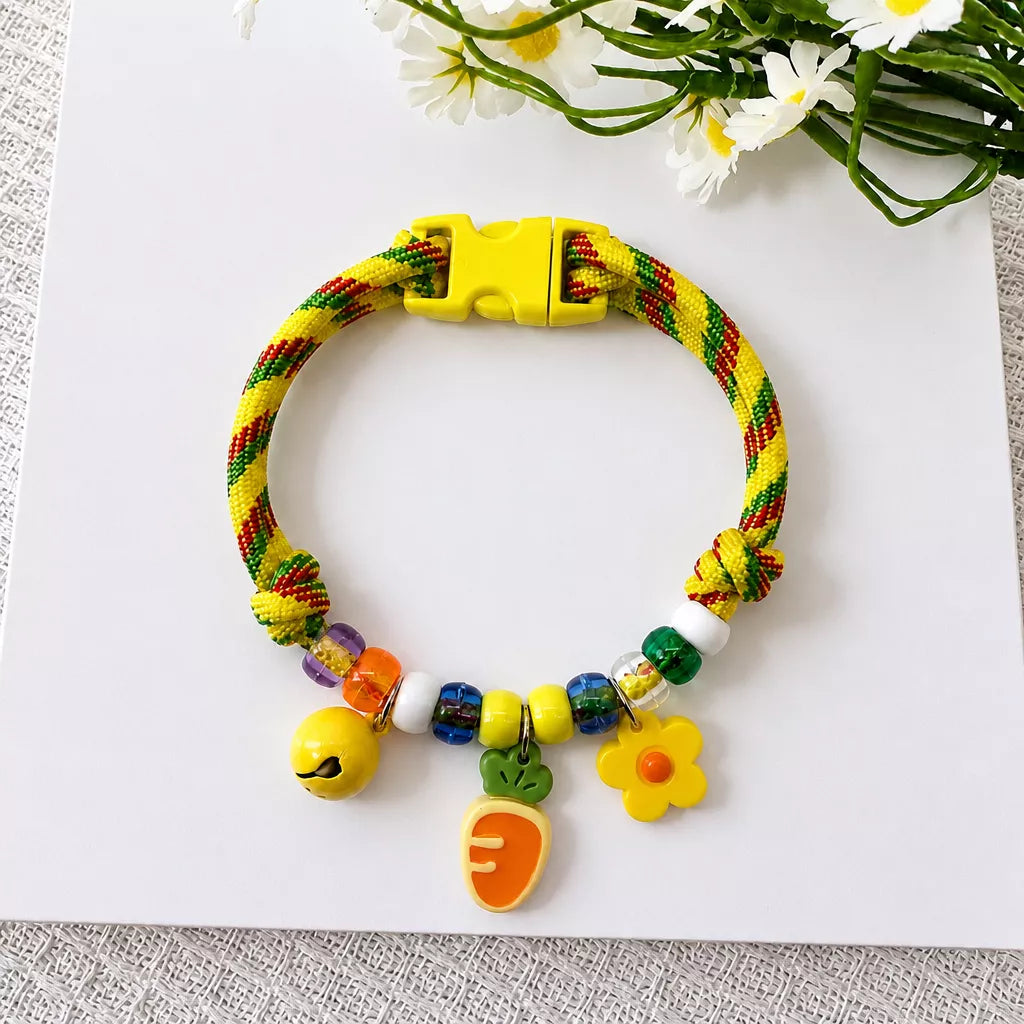 Adjustable Dog & Cat Collar with Bell and Wood Accent