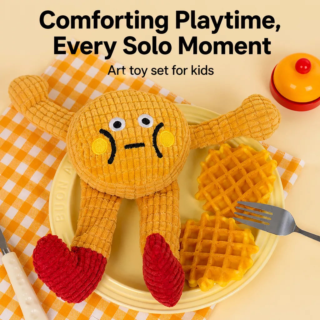 Waffle Plush Cat Toy with Crinkle Sound & Catnip