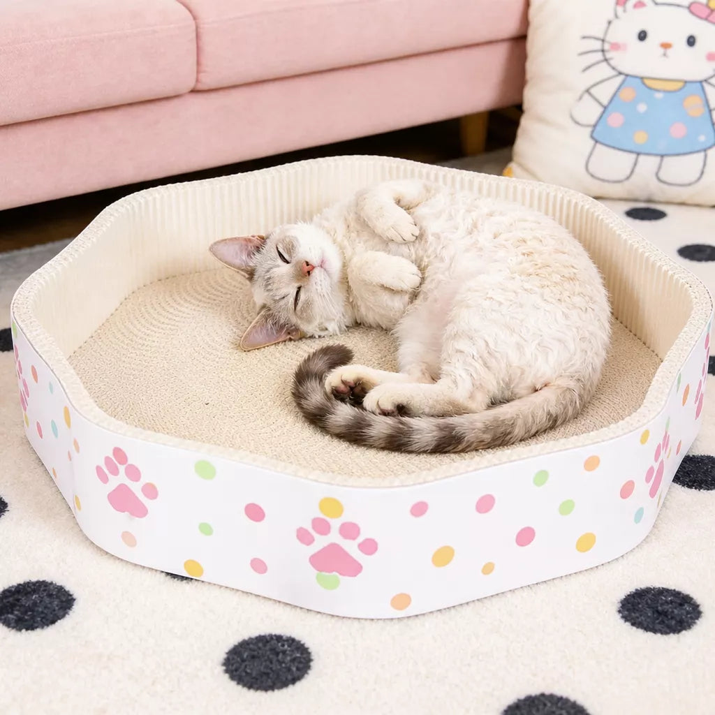 Petal-Shaped Corrugated Cardboard Cat Scratcher Bed