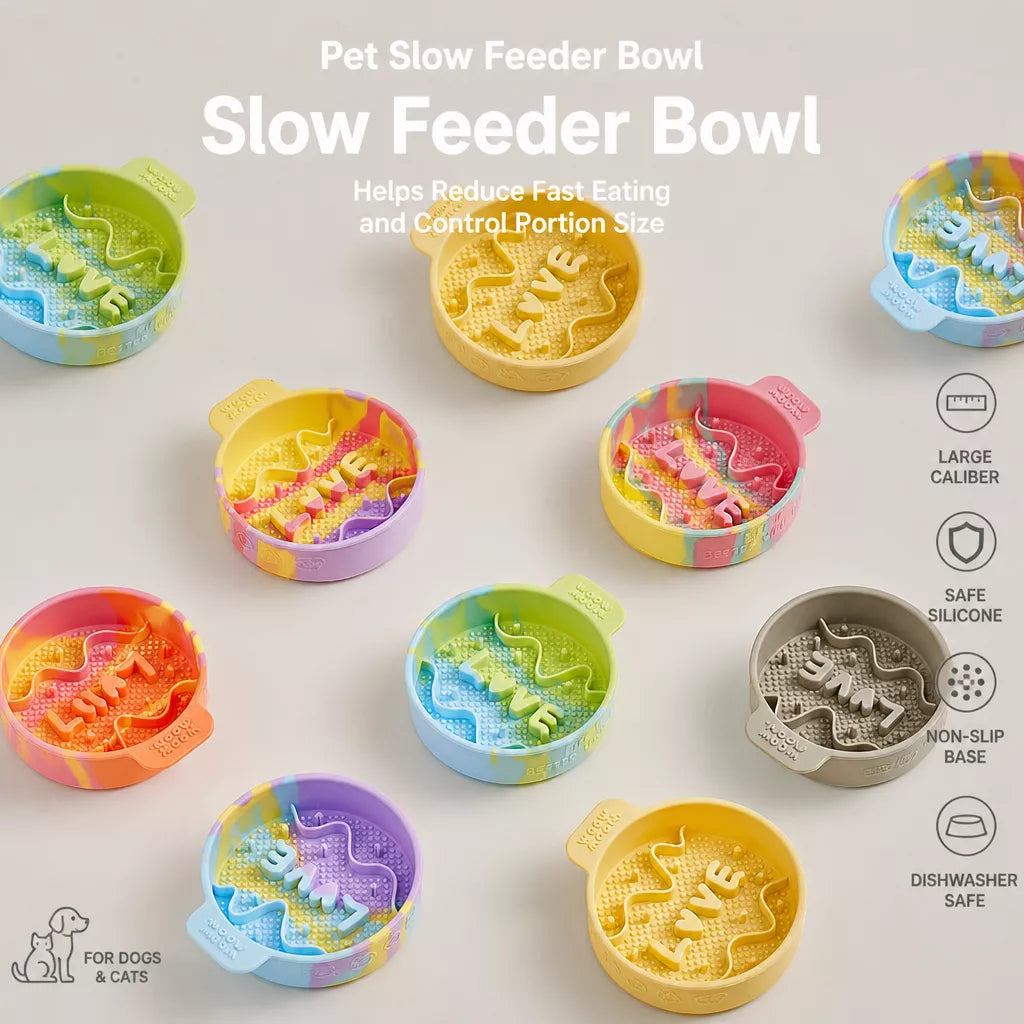 Slow Feeder Pet Bowl for Dogs and Cats