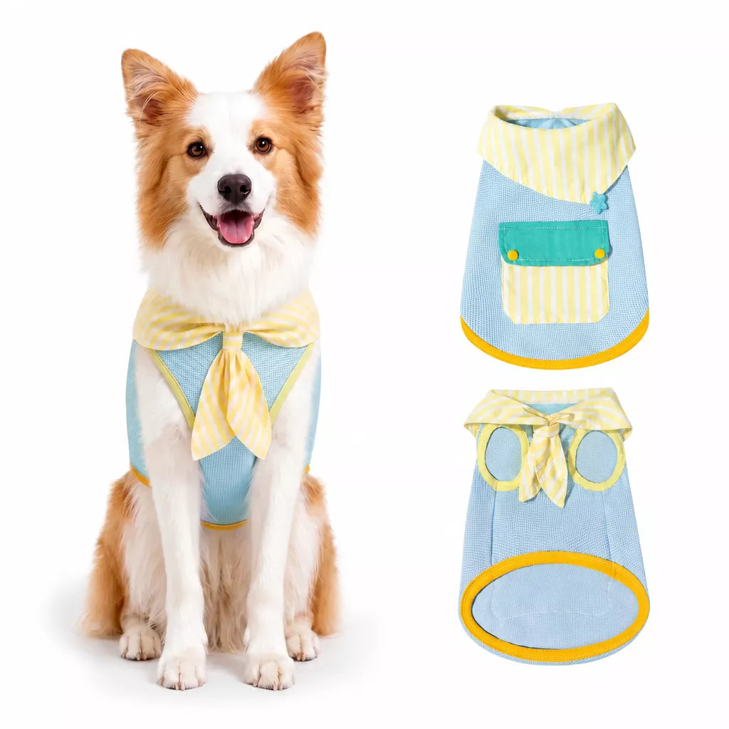 Cotton-Linen Bow Tie Dog Vest