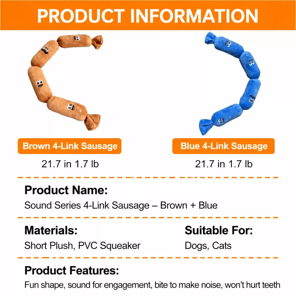 Four-Section Sausage Squeaky Tug Toy for Dogs