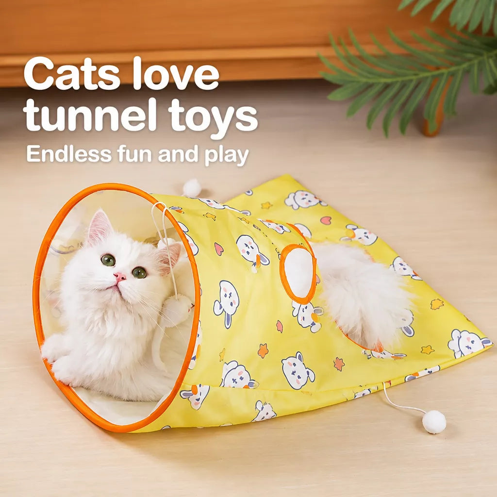 Crinkle Cat Hideaway Bag & Play Tunnel