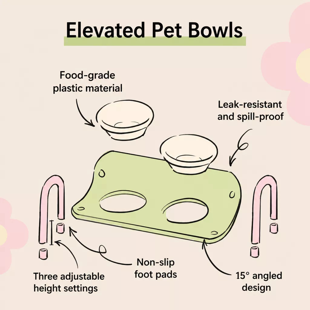 Ceramic Double-Bowl Slow Feeder Set for Pets