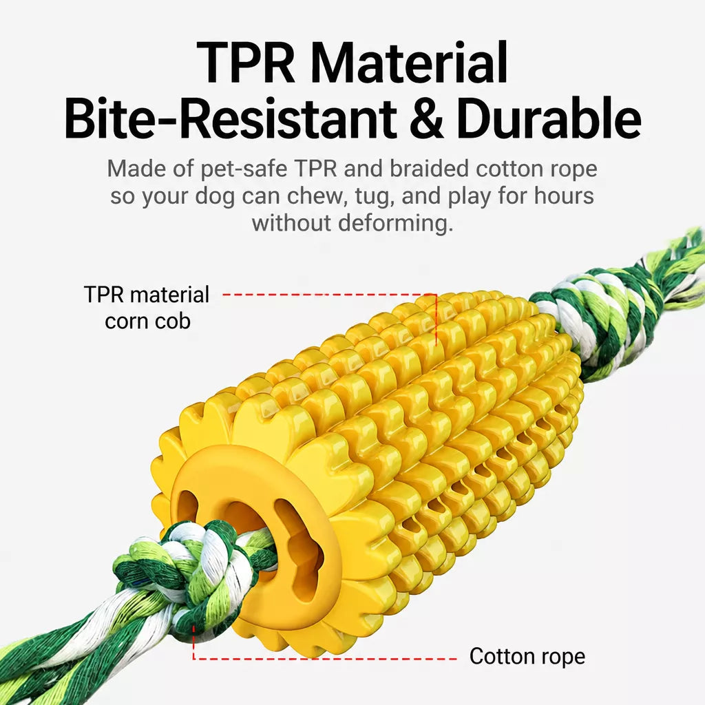 Corn-Shaped TPR Dog Chew Toy with Optional Squeaker