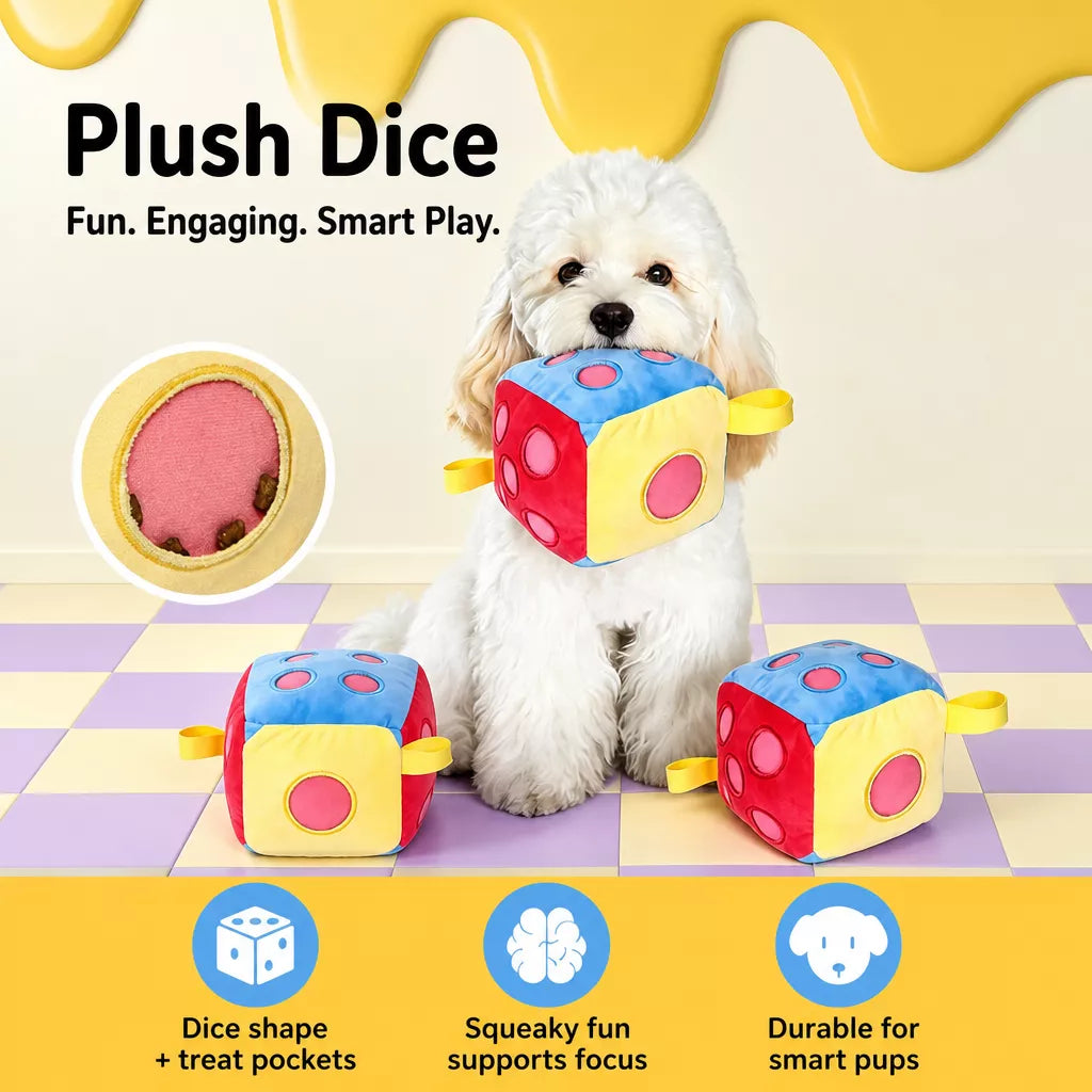 Interactive Treat-Dispensing Dice Dog Toy