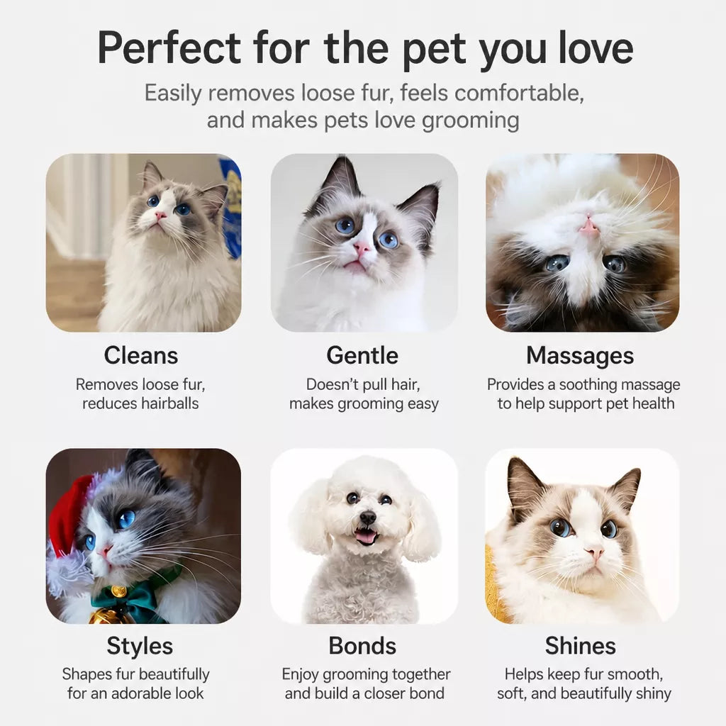 Pet Grooming Brush with Comb Cleaner for Dogs and Cats