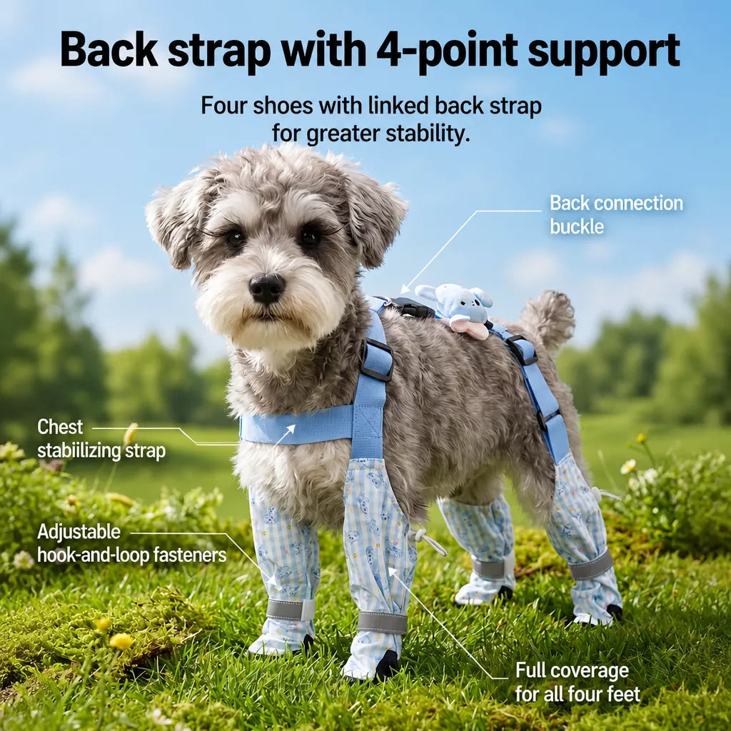 Water-Resistant Dog Jumpsuit with Built-In Paw Covers