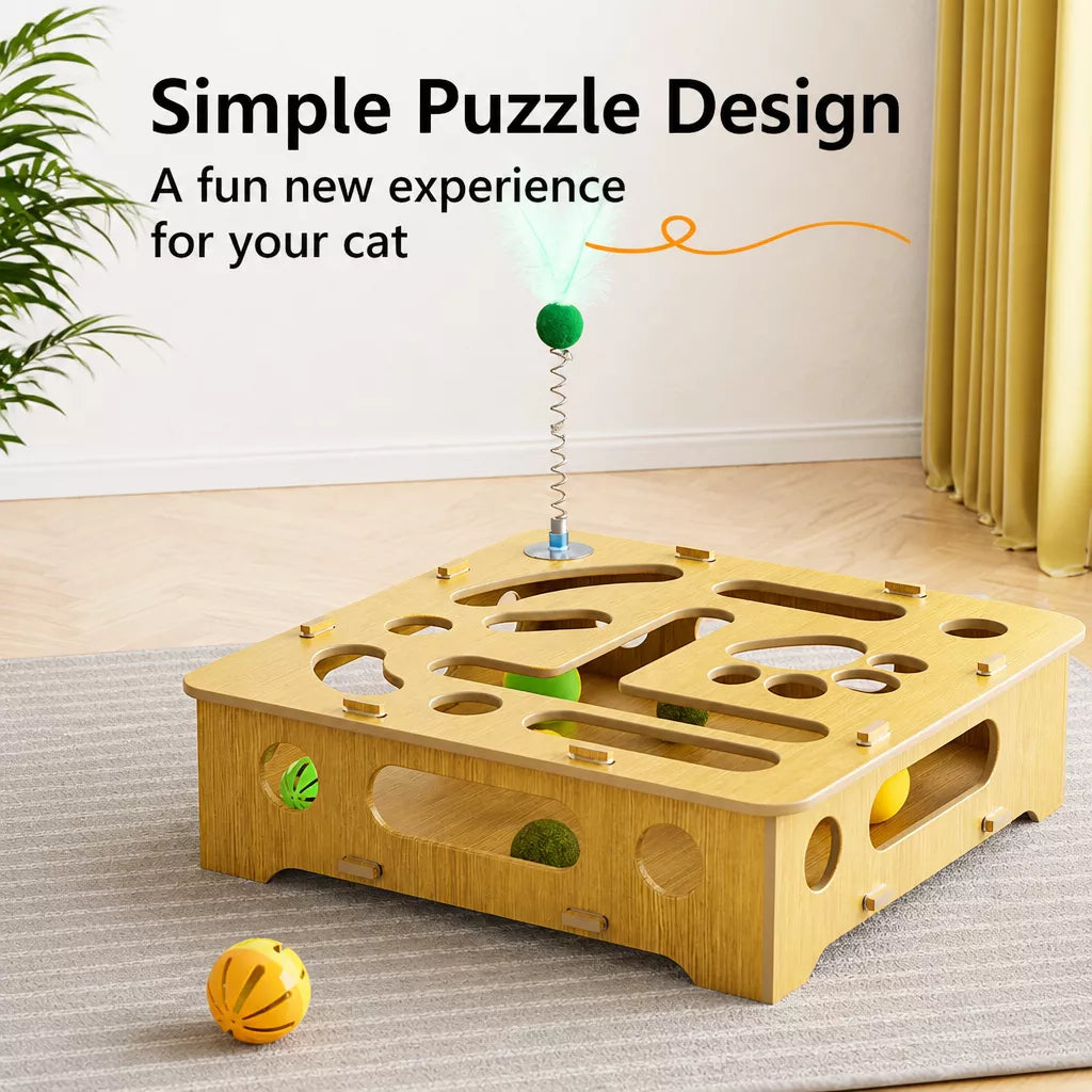Cat Maze Puzzle Toy with Rolling Balls