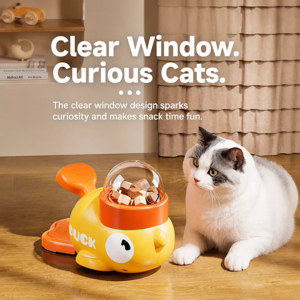 Rotating Duck Treat Dispenser Toy for Cats