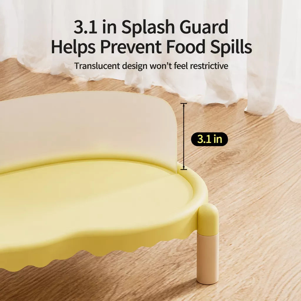 Double Pet Bowl Stand with Paw-Print Bowls