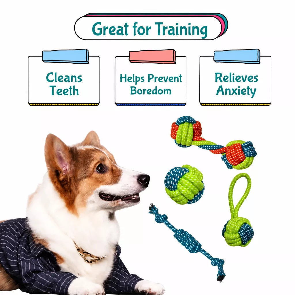 Squeaky Rope Chew Toys for Small and Medium Dogs