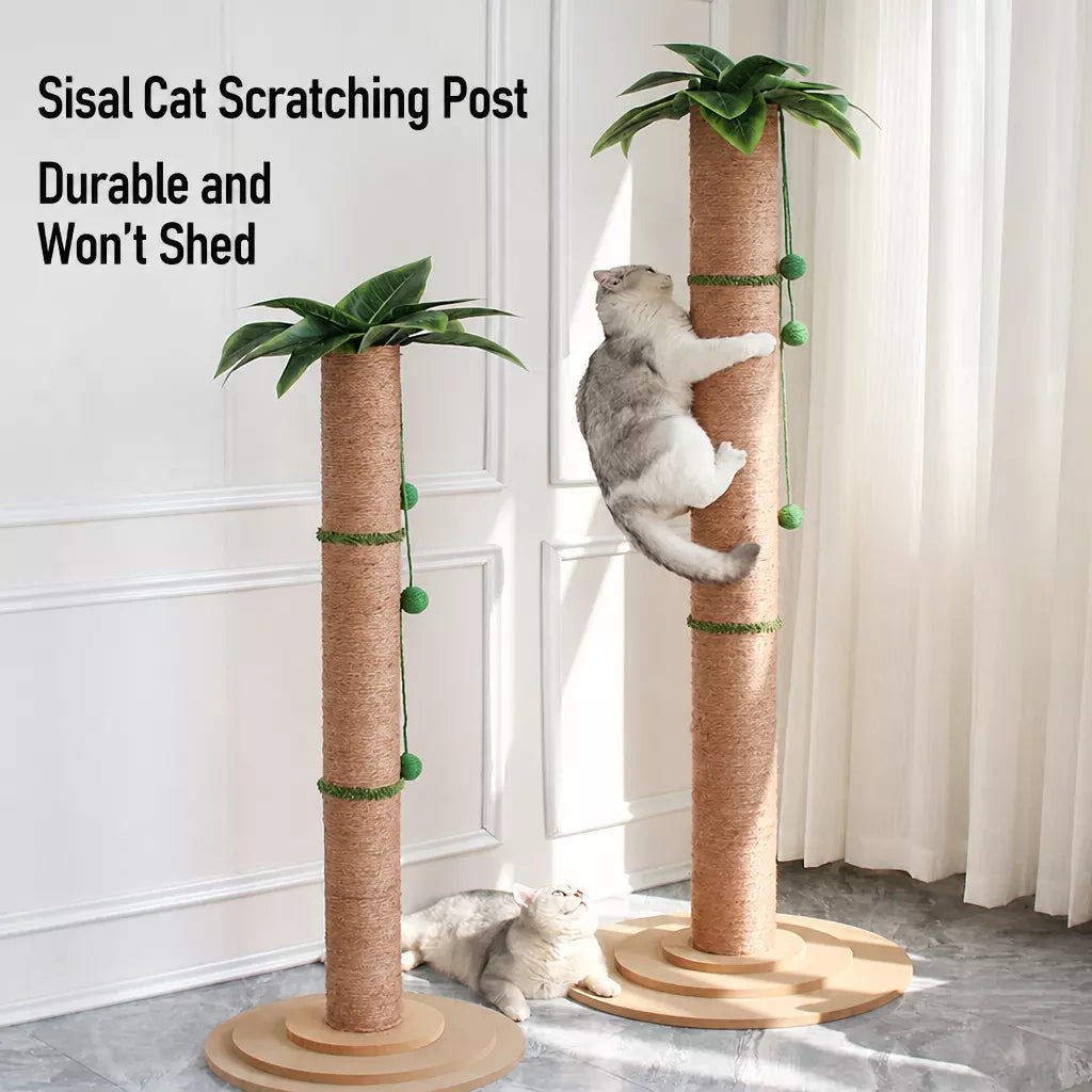 Tall Sisal Cat Scratching Post with Vertical Climbing Design