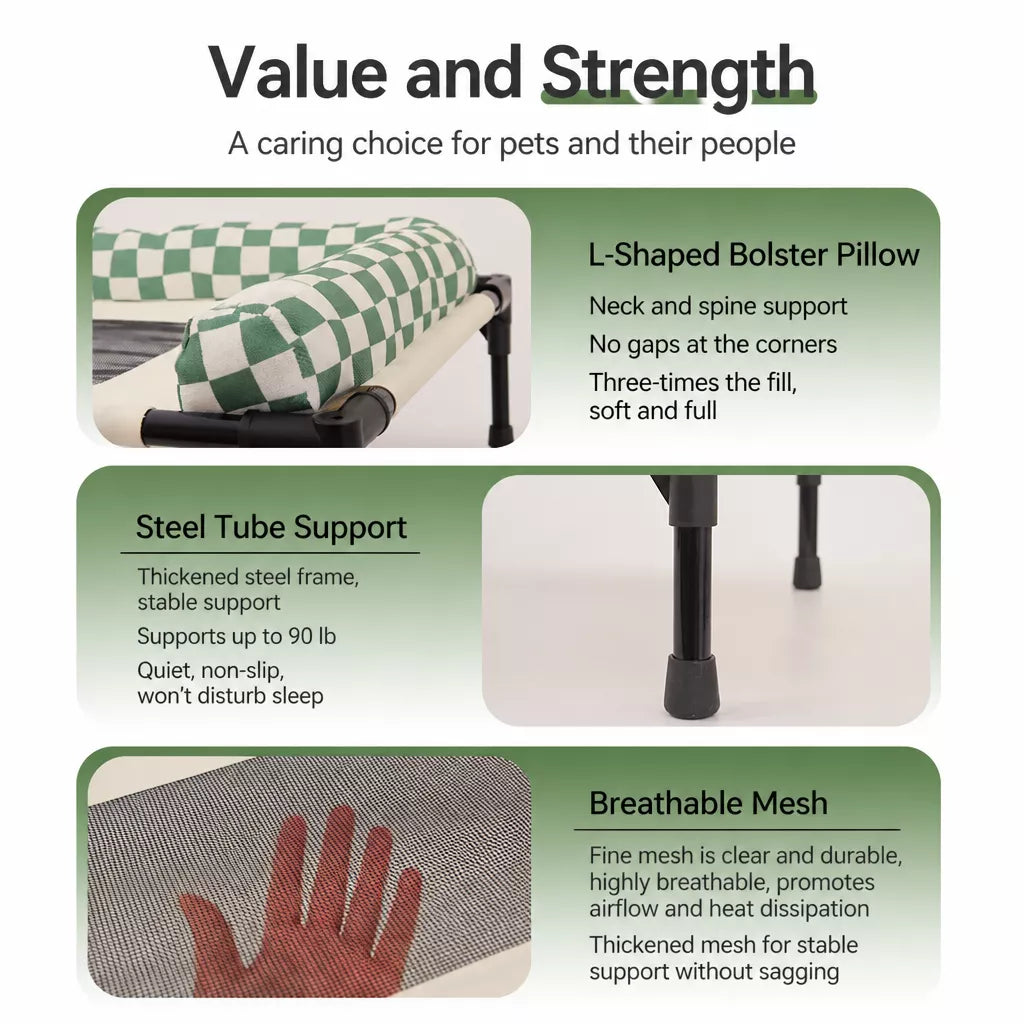 Portable Elevated Pet Cot for Dogs and Cats with Mesh Surface