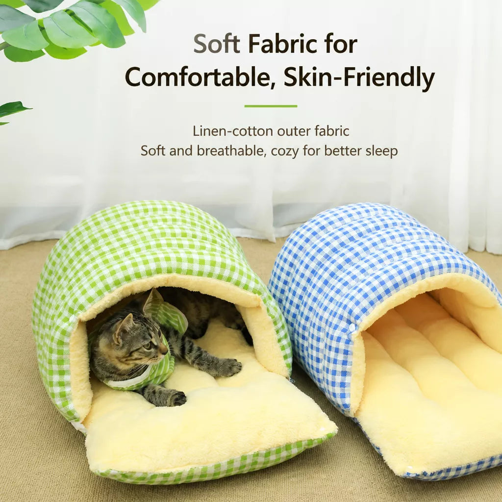 Enclosed Pet Bed with Open Entry for Cats and Small Dogs