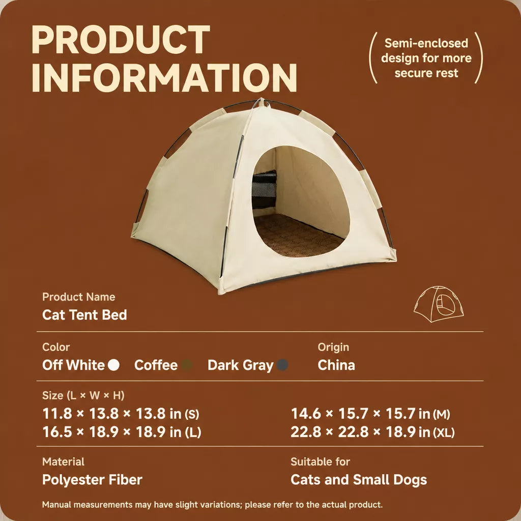 Portable Enclosed Pet Tent Bed with Ventilated Design