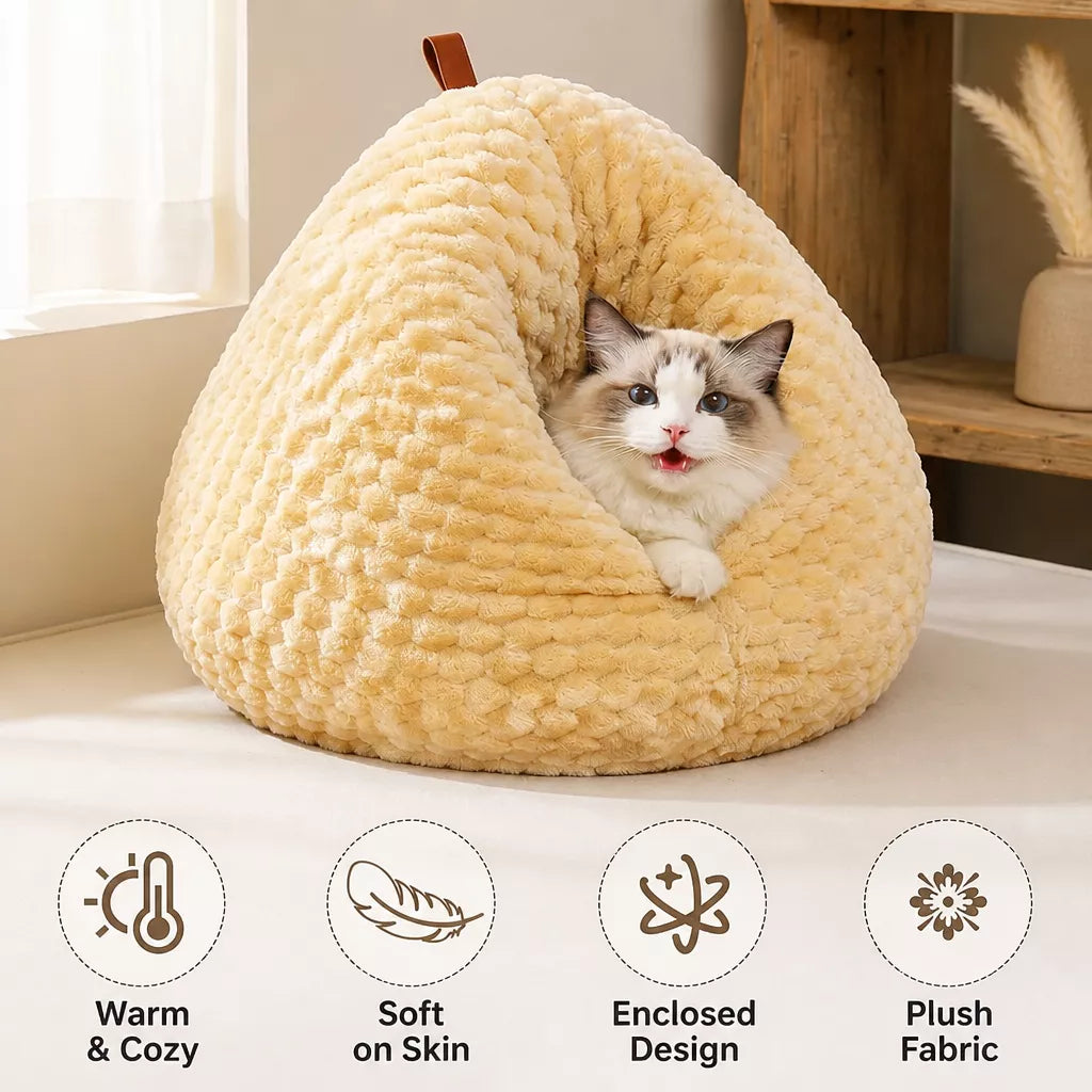 Chicken Butt-Shaped Enclosed Plush Cat Bed