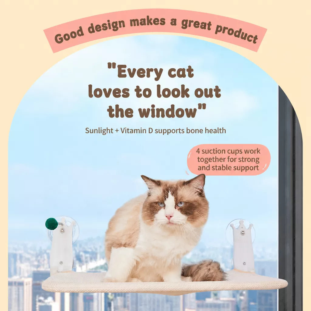 Window-Mounted Cat Hammock with Suction Cups