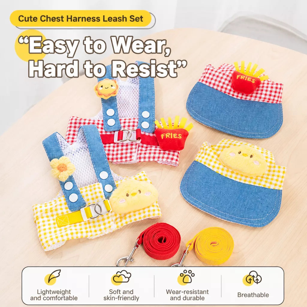 Pet Harness Vest and Hat Sets with Leashes