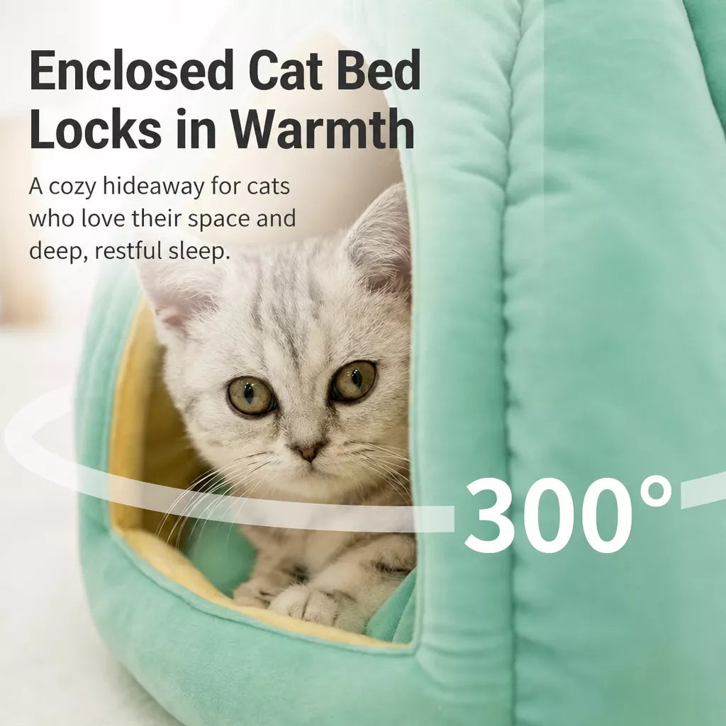 Enclosed Polyester Pet Bed for Cats and Small Dogs
