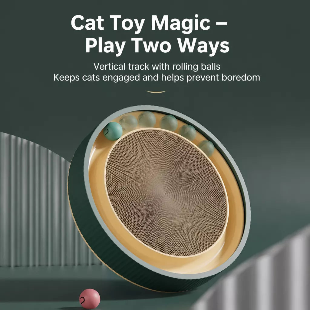 Extra-Large Round Cat Scratcher Lounge with Toy Ball