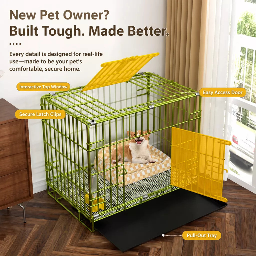 Indoor Dog Crate with Tray for Dogs Up to 33 lb