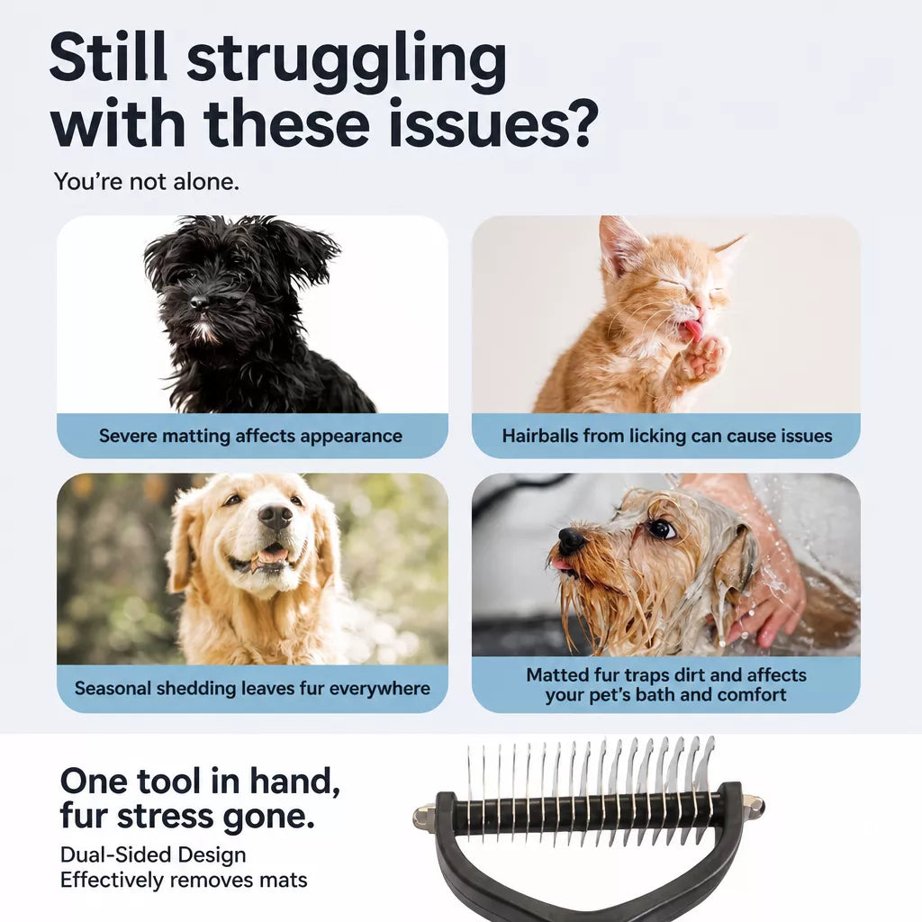 Pet Grooming Comb for Dogs and Cats – Detangling & Deshedding