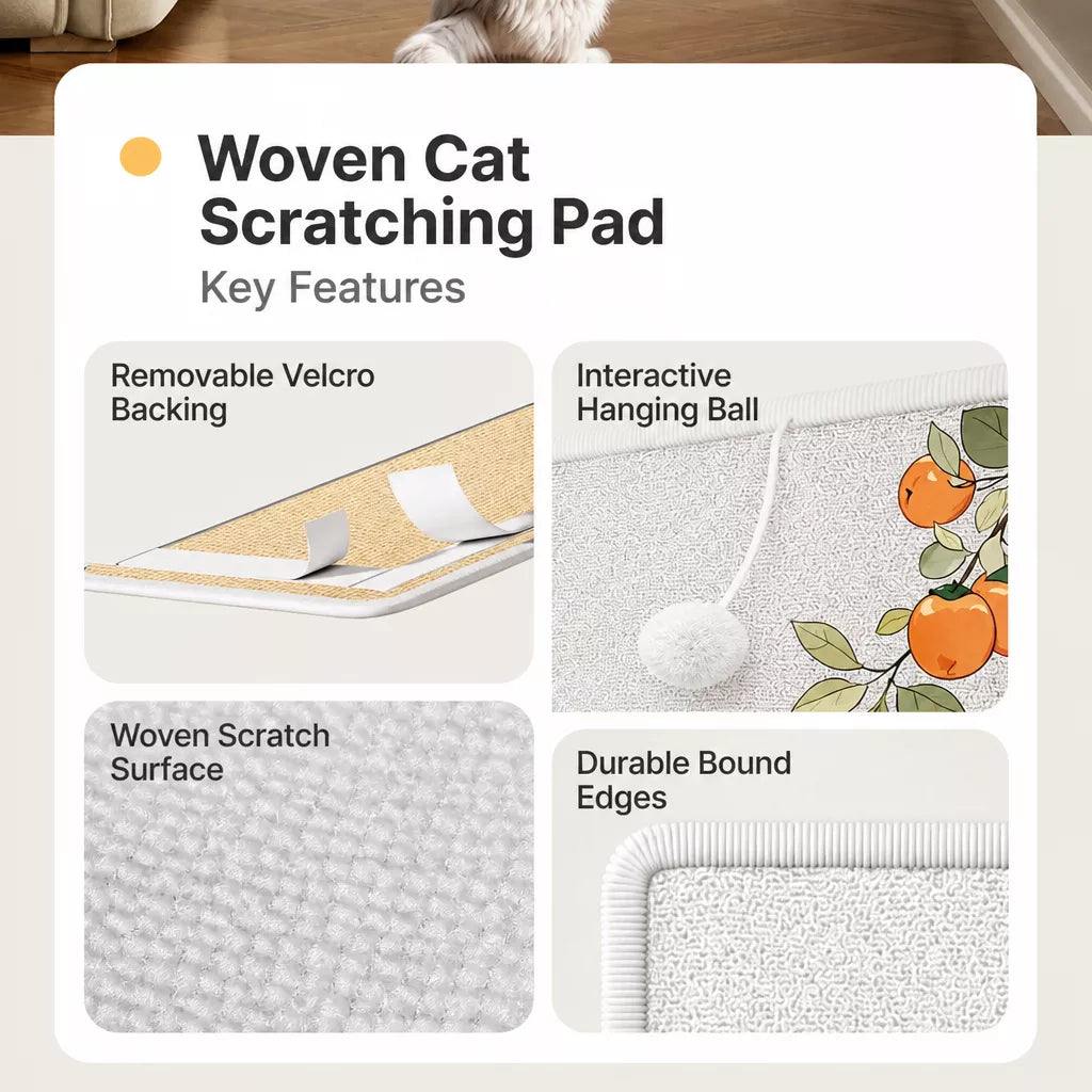 Adhesive Wall-Mounted Cat Scratcher with Braided Cotton Rope