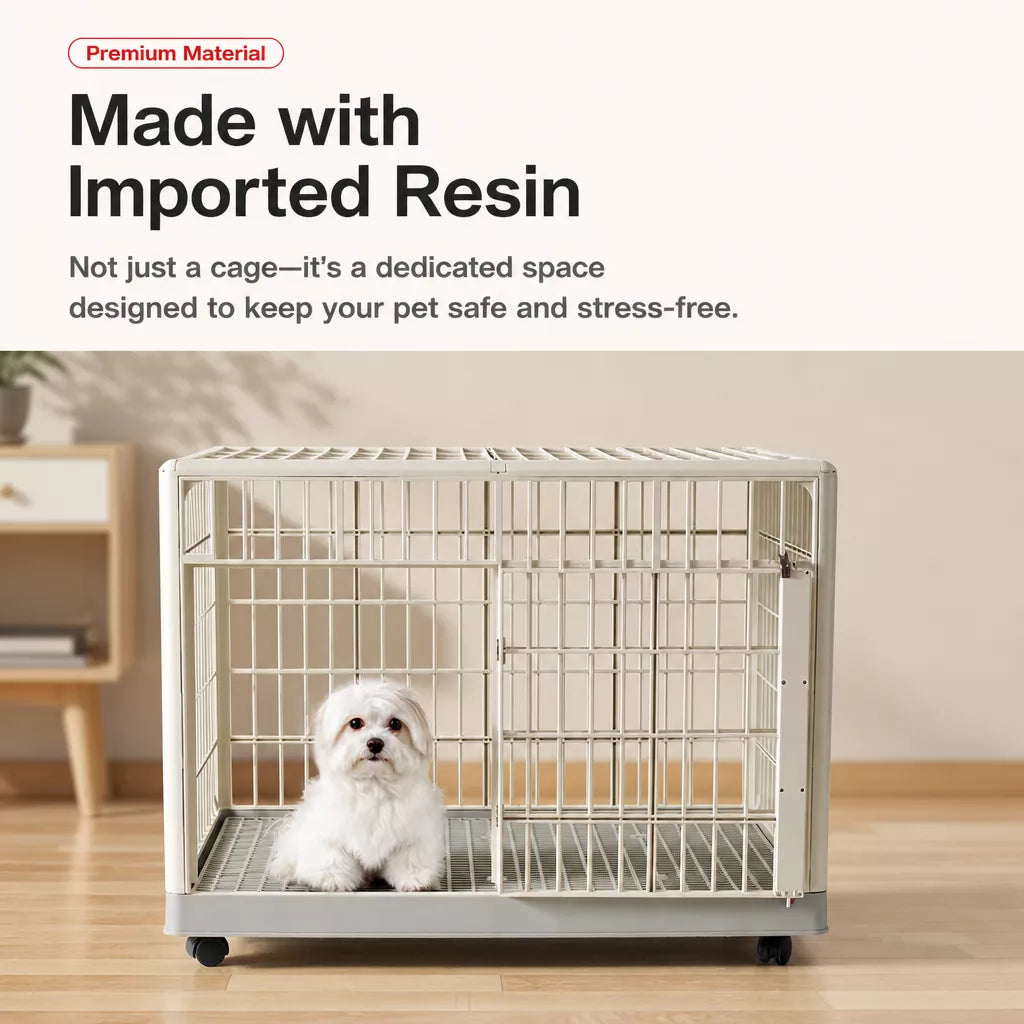 Indoor Pet Crate with Resin Panels and Iron Frame