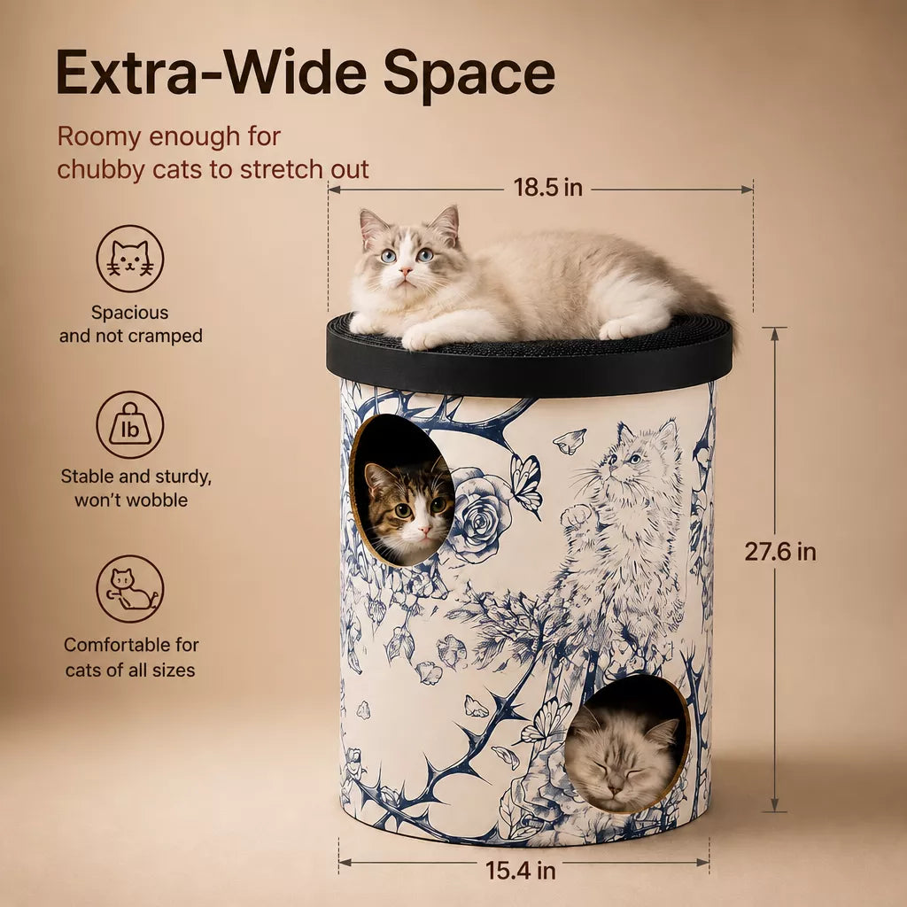 Three-Tier Corrugated Cardboard Cat Scratcher Hideaway