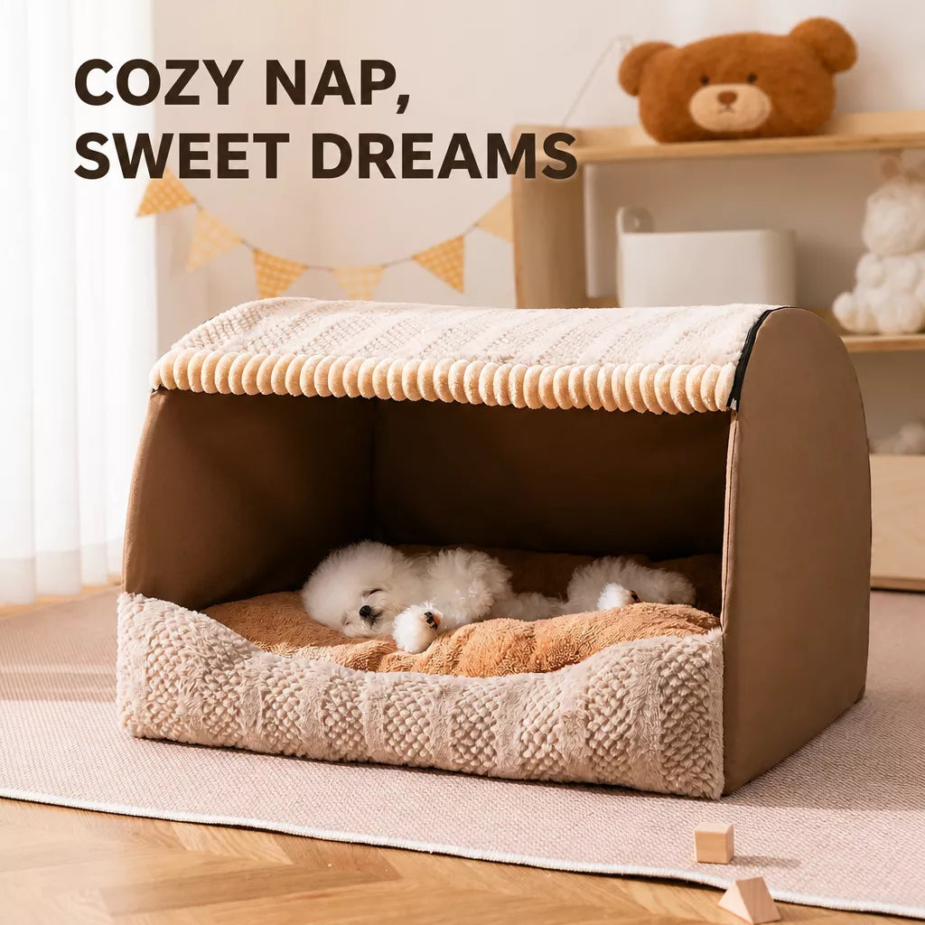 Covered Pet Bed for Dogs and Cats