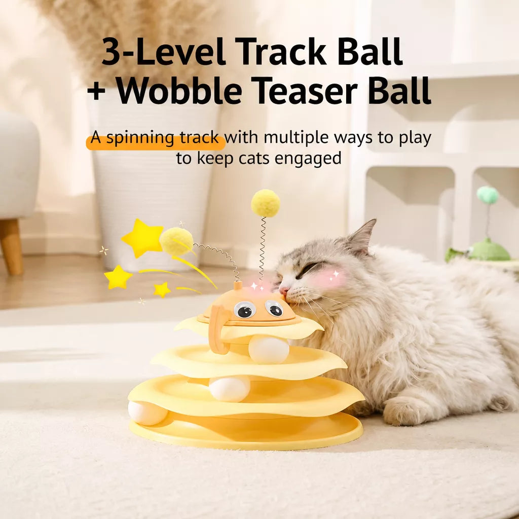 Cat Spinning Track Ball Toy with Tumbler Base