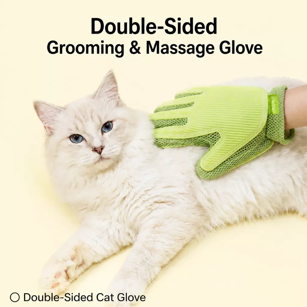 Double-Sided Cat Grooming Glove for Loose Fur