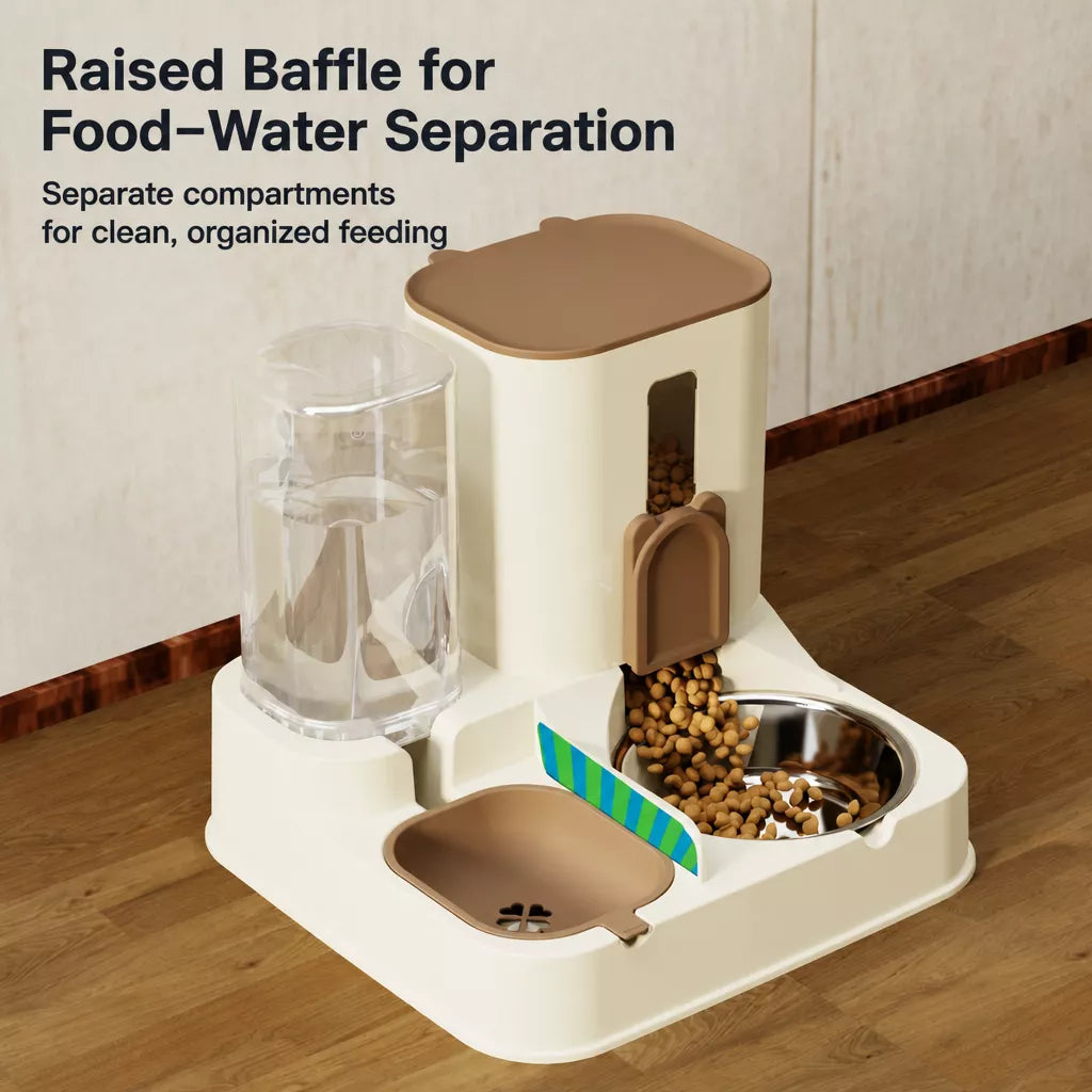 Automatic Pet Feeder with Dual Food and Water Bowls