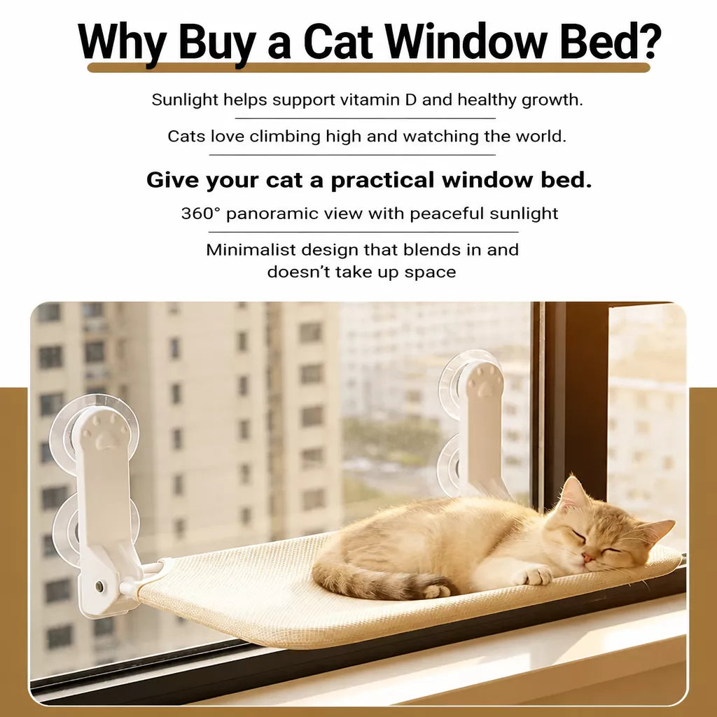 Window-Mounted Cat Hammock Bed with Suction Cups