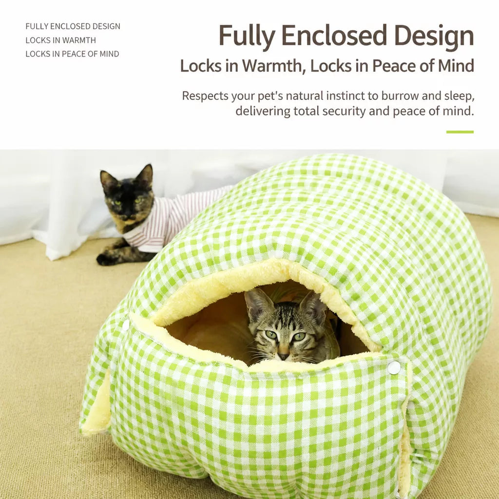 Enclosed Pet Bed with Open Entry for Cats and Small Dogs