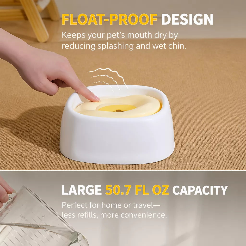 Splash-Resistant Floating Water Bowl for Dogs and Cats