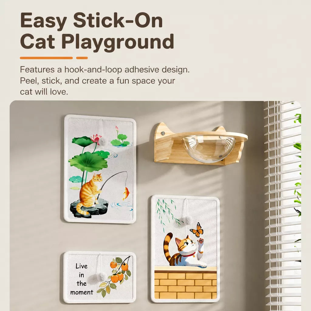 Adhesive Wall-Mounted Cat Scratcher with Braided Cotton Rope