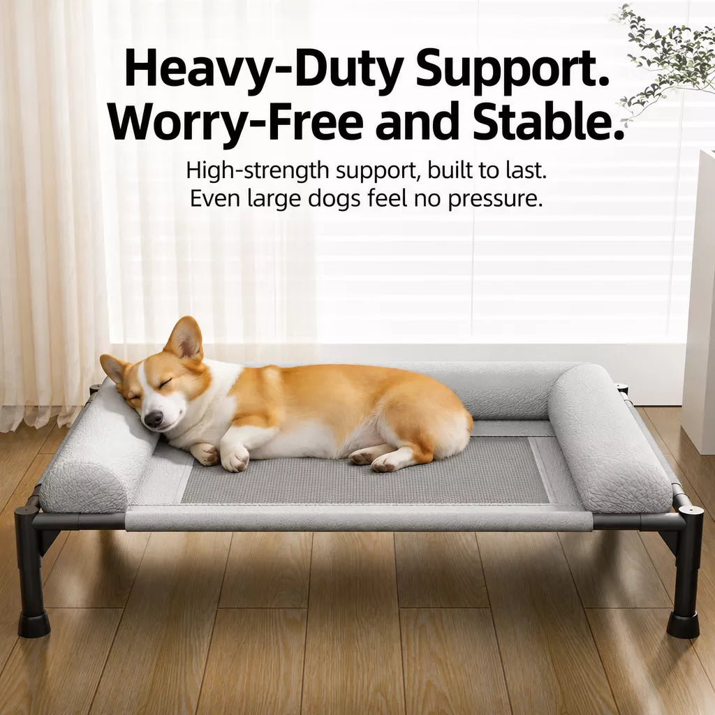 Elevated Faux Leather Dog Bed with Removable, Washable Design