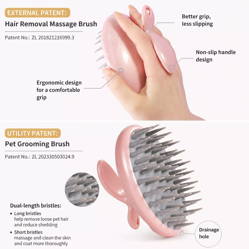 Dog & Cat Bath Brush for Grooming and Loose Hair Removal